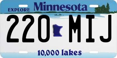 MN license plate 220MIJ