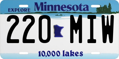 MN license plate 220MIW