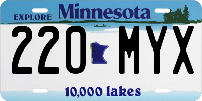 MN license plate 220MYX