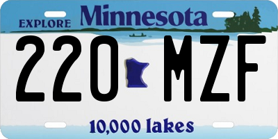 MN license plate 220MZF