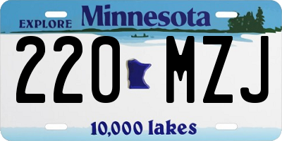 MN license plate 220MZJ