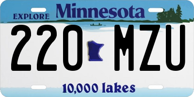 MN license plate 220MZU