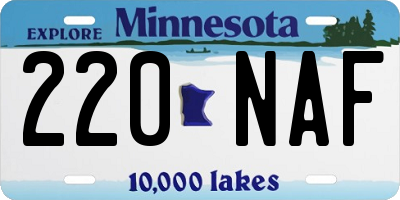 MN license plate 220NAF