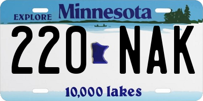 MN license plate 220NAK