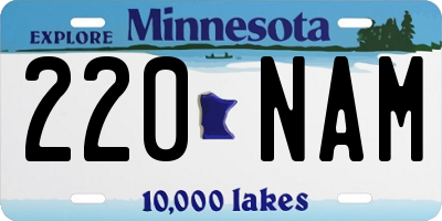 MN license plate 220NAM