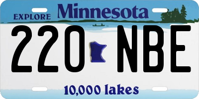 MN license plate 220NBE