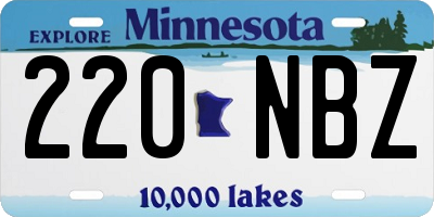 MN license plate 220NBZ