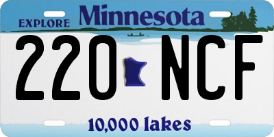 MN license plate 220NCF