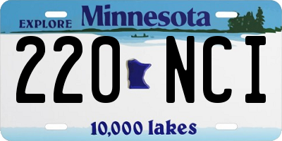 MN license plate 220NCI