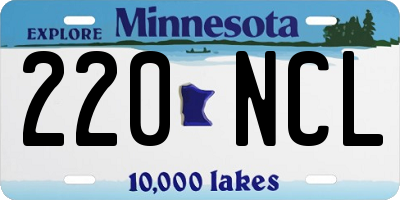 MN license plate 220NCL