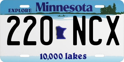MN license plate 220NCX