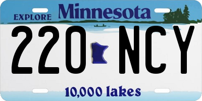 MN license plate 220NCY