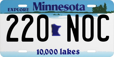 MN license plate 220NOC