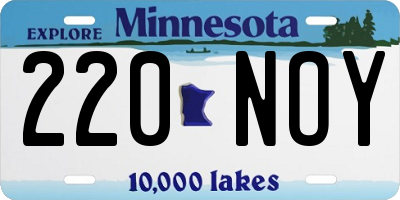 MN license plate 220NOY