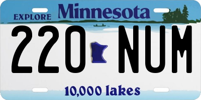 MN license plate 220NUM