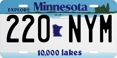 MN license plate 220NYM