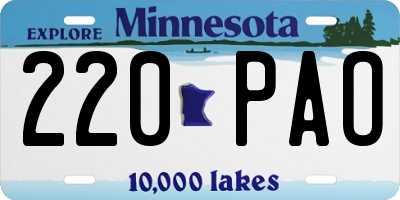 MN license plate 220PAO