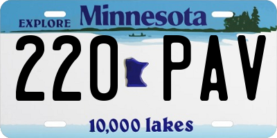 MN license plate 220PAV