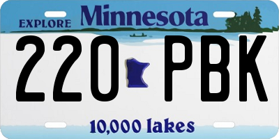 MN license plate 220PBK