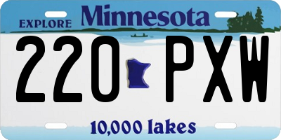 MN license plate 220PXW