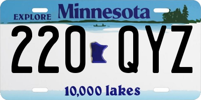 MN license plate 220QYZ