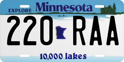 MN license plate 220RAA