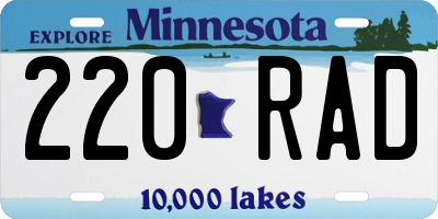 MN license plate 220RAD