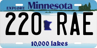 MN license plate 220RAE