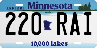 MN license plate 220RAI