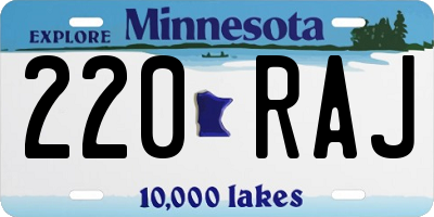 MN license plate 220RAJ
