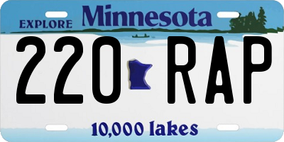 MN license plate 220RAP
