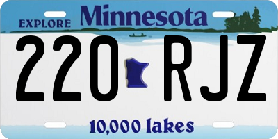 MN license plate 220RJZ