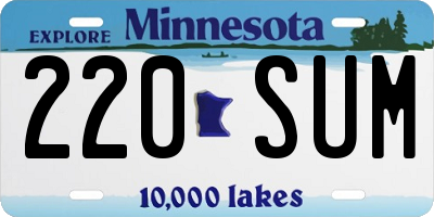 MN license plate 220SUM