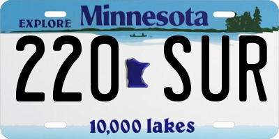 MN license plate 220SUR