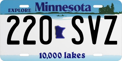 MN license plate 220SVZ