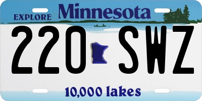 MN license plate 220SWZ