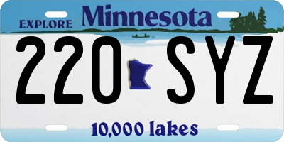 MN license plate 220SYZ