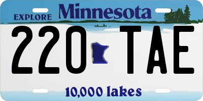 MN license plate 220TAE