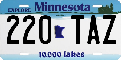 MN license plate 220TAZ