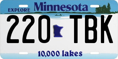MN license plate 220TBK