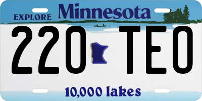 MN license plate 220TEO