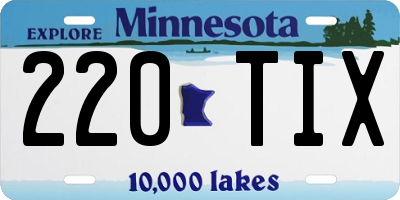 MN license plate 220TIX