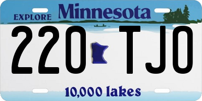 MN license plate 220TJO
