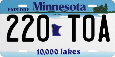 MN license plate 220TOA