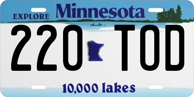MN license plate 220TOD