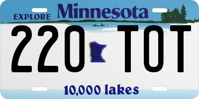 MN license plate 220TOT