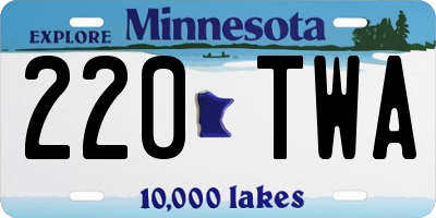 MN license plate 220TWA