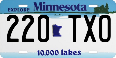 MN license plate 220TXO