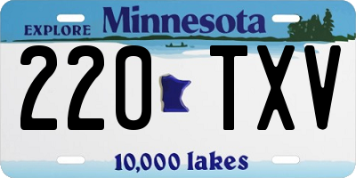 MN license plate 220TXV