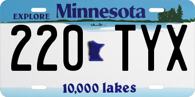MN license plate 220TYX